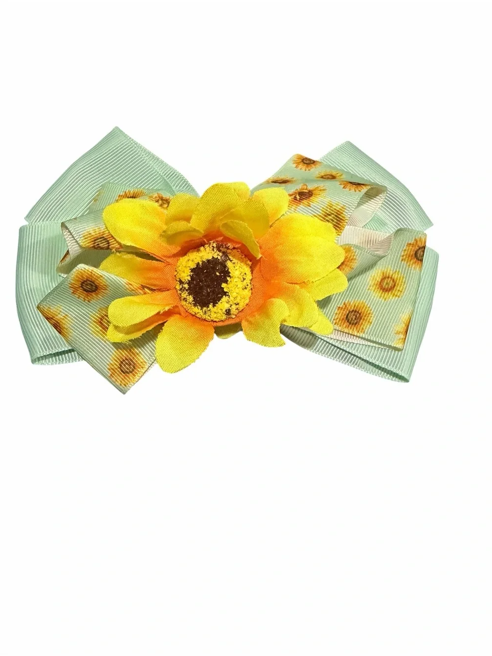 Sunflower Floral Hair Clip - Yellow and Mint Women’s Hair Accessory
